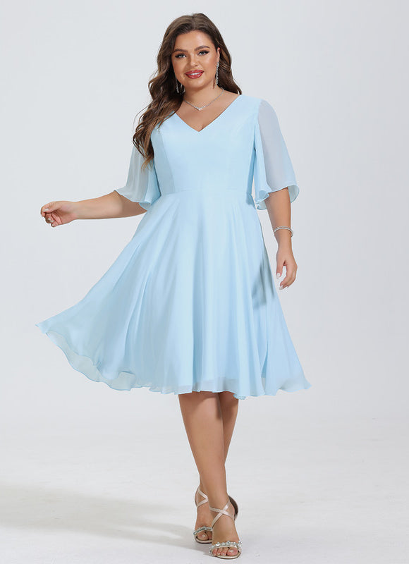 Robe Cocktail Mousseline Asymétrique - gallery 5