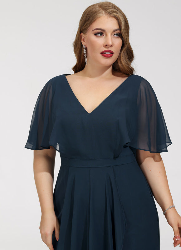 Robe Cocktail Fluide Marine Asymétrique - gallery 9
