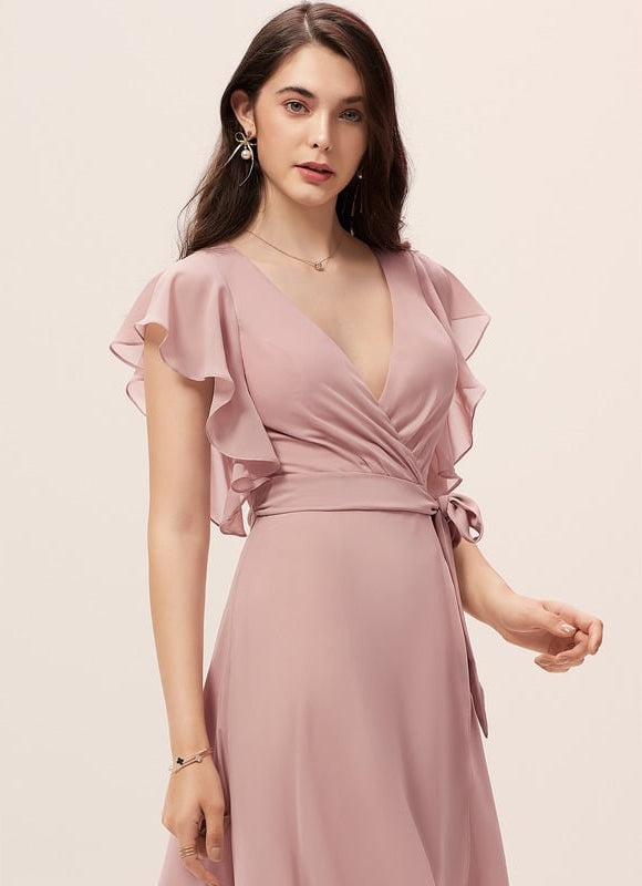 Robe Cocktail Fluide Vert Pâle - gallery 3