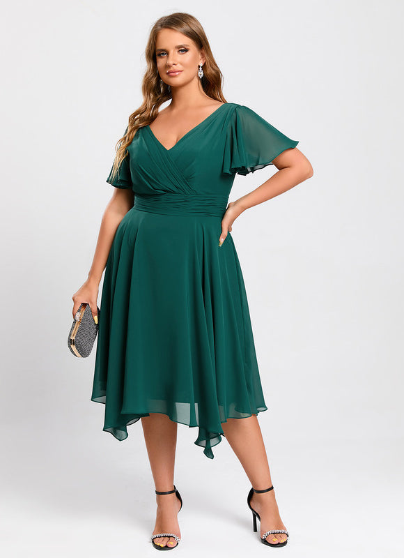 Robe Cocktail Fluide Marine Asymétrique - gallery 7