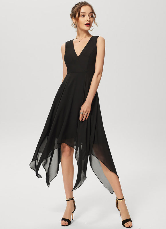 Robe Cocktail Fluide Marine Asymétrique - gallery 3