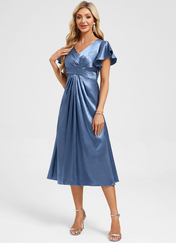 Robe Cocktail Fluide Satinée