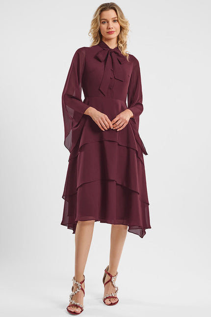 Robe Cocktail Bourdeaux Élégante - gallery 3