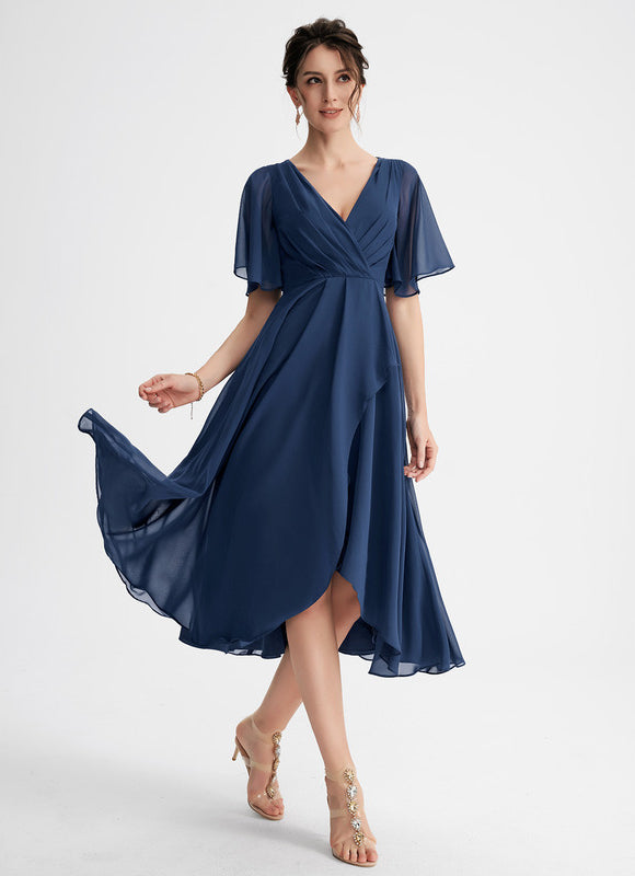 Robe Cocktail Fluide Vert Pâle - gallery 2