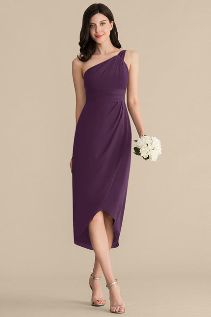 Robe Cocktail Violet Élégance Drapée - gallery 2