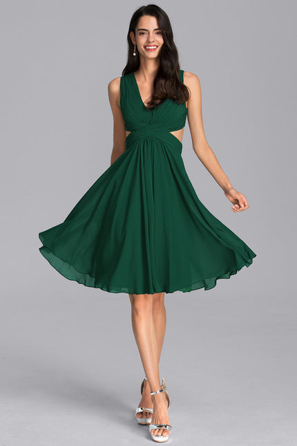 Robe Cocktail Mousseline Émeraude - gallery 2