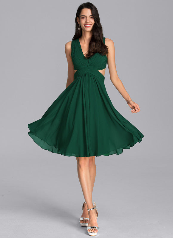 Robe Cocktail Mousseline Émeraude - gallery 2