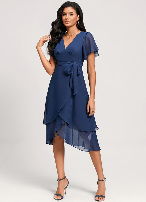 Robe Cocktail Fluide Vert Pâle - gallery 4