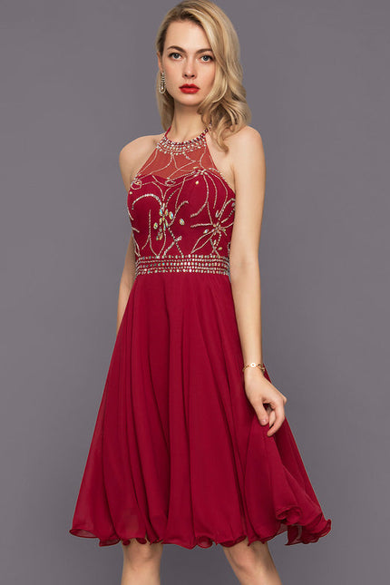 Robe Cocktail Éclatante Rubis