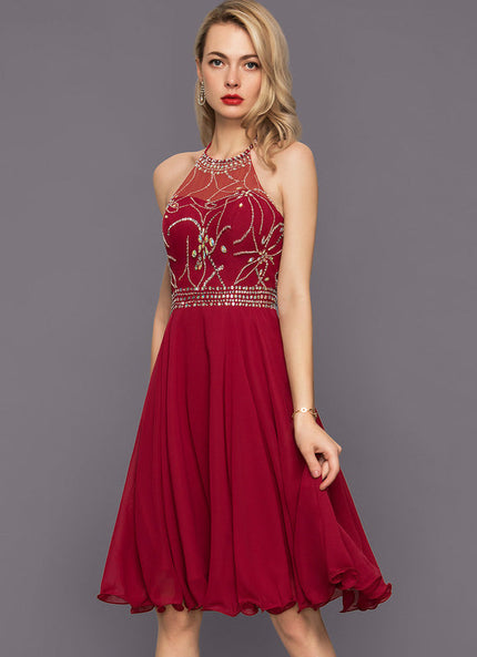 Robe Cocktail Éclatante Rubis