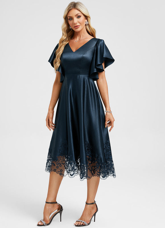 Robe Cocktail Satinée Azur - gallery 4