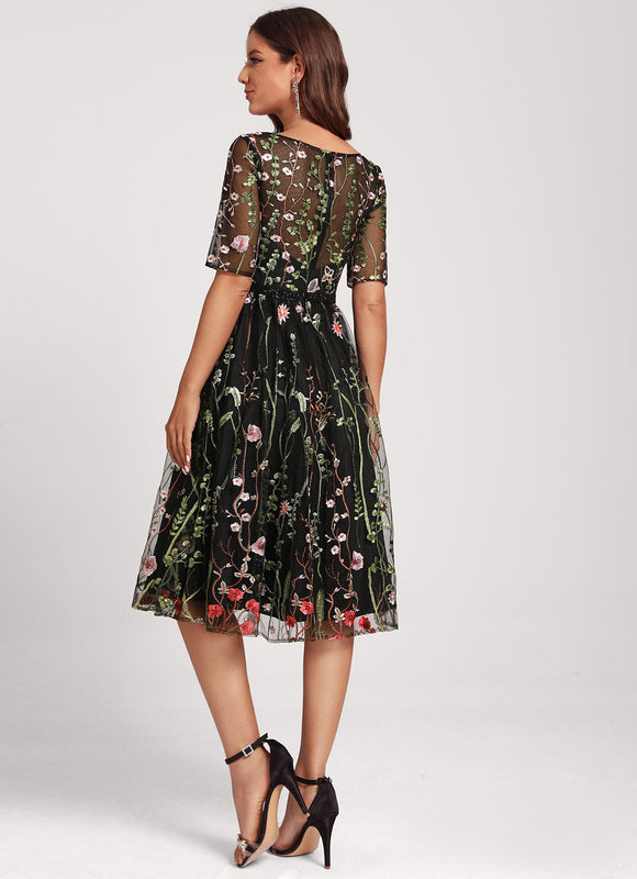 Robe Cocktail Florale Éthérée - gallery 3