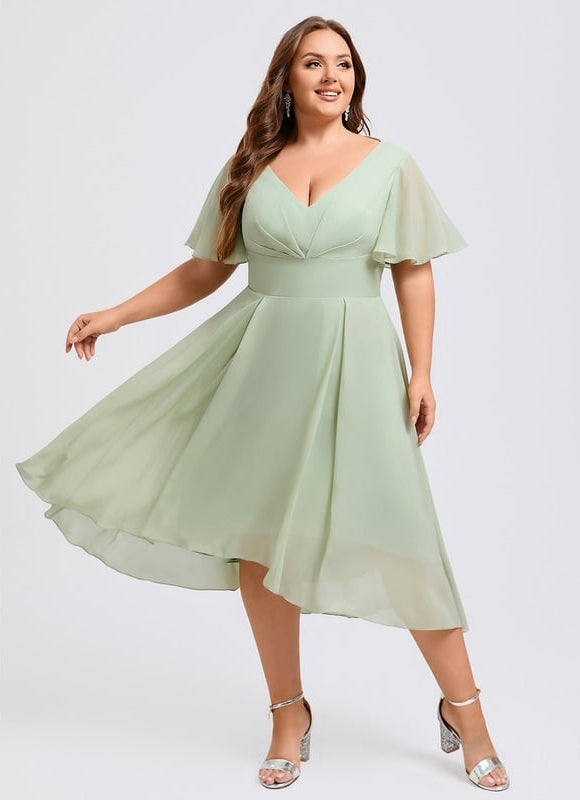 Robe Cocktail Fluide Vert Pâle - gallery 8