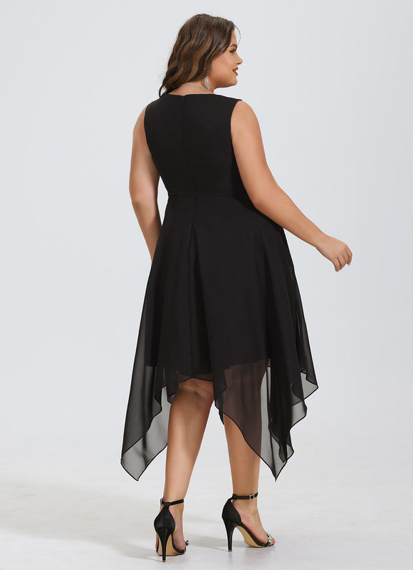 Robe Cocktail Fluide Marine Asymétrique - gallery 5