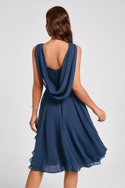 Robe Cocktail Mousseline Asymétrique - gallery 7
