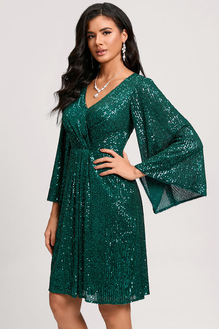 Robe Cocktail Pailletée Émeraude - gallery 5