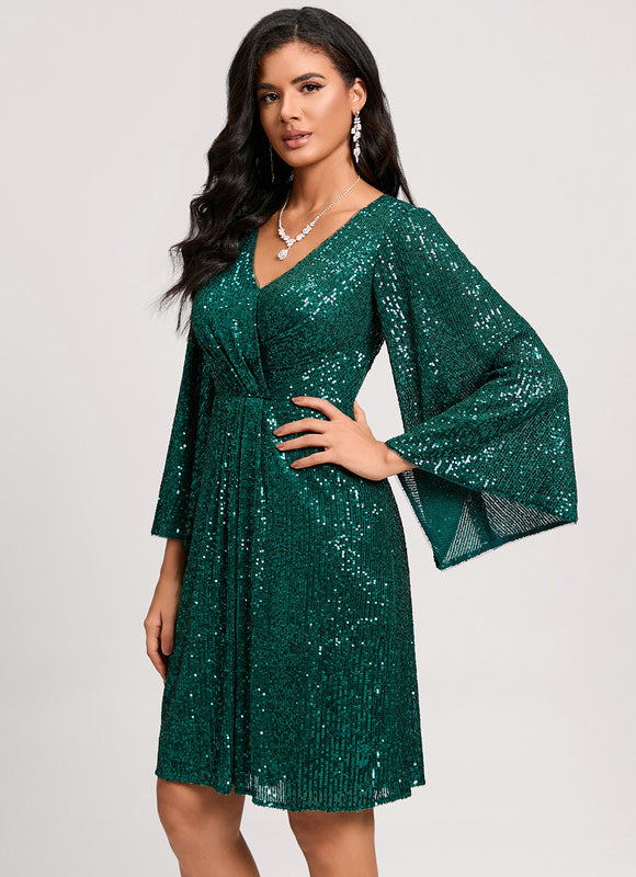 Robe Cocktail Pailletée Émeraude - gallery 5