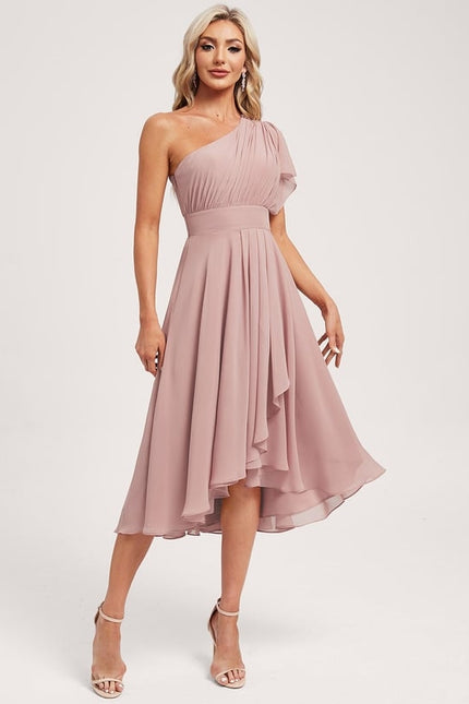 Robe Cocktail Mousseline Rose Poudré - gallery 2
