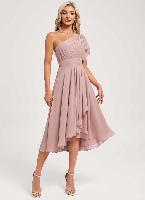 Robe Cocktail Mousseline Rose Poudré - gallery 2