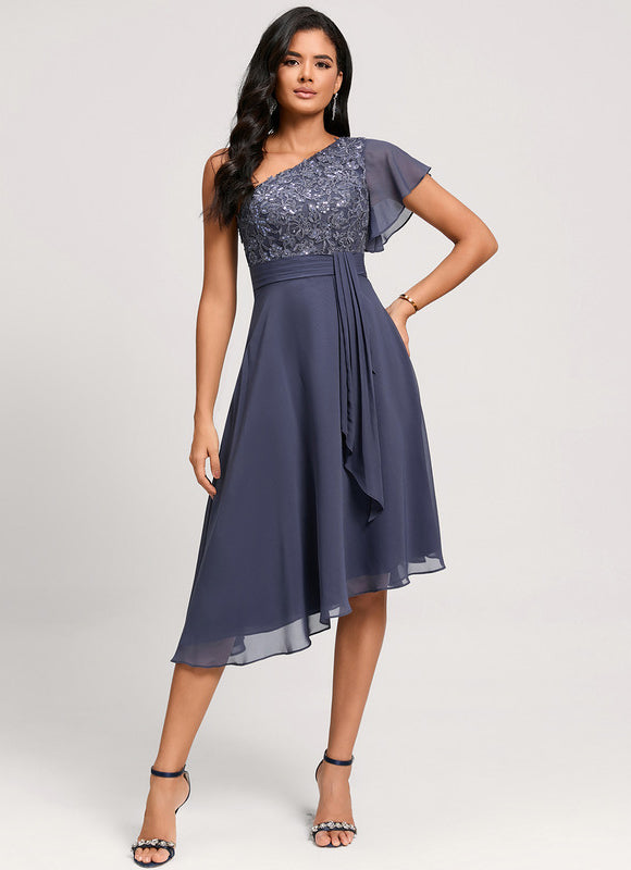 Robe Cocktail Chiffon Fluide - gallery 1