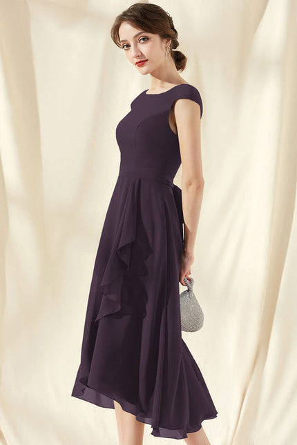 Robe Cocktail Violet Élégant - gallery 2