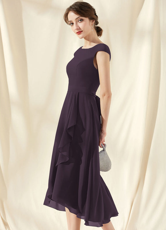 Robe Cocktail Violet Élégant - gallery 2