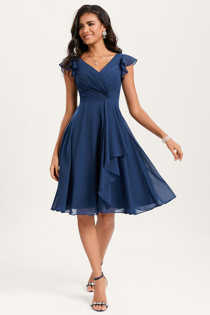 Robe Cocktail Mousseline Émeraude