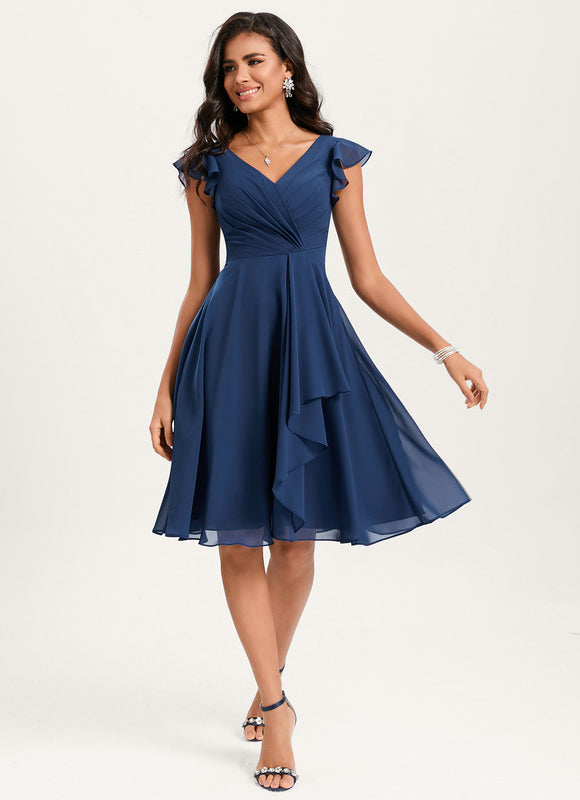 Robe Cocktail Mousseline Émeraude
