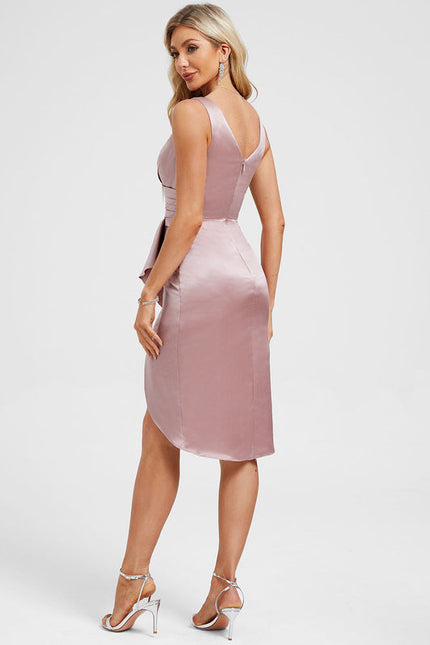 Robe Cocktail Satinée Drapée - gallery 5