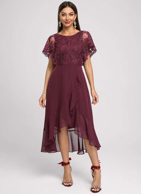 Robe Cocktail Violet Flottant - gallery 2