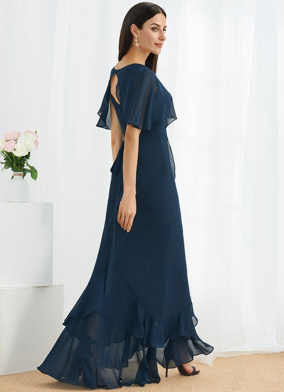 Robe Cocktail Fluide Marine Asymétrique - gallery 4