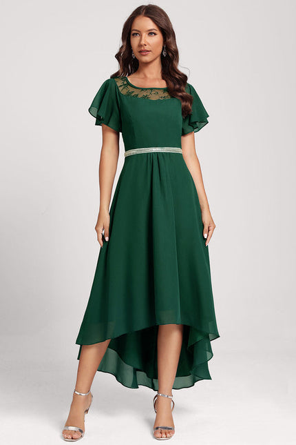 Robe Cocktail Éclat Vert Satiné
