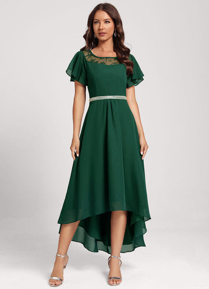 Robe Cocktail Éclat Vert Satiné