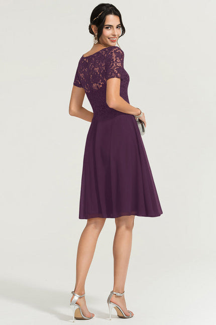 Robe Cocktail Bordeaux Dentelle - gallery 1