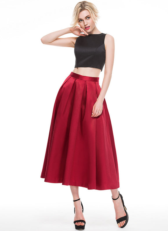 Robe Cocktail Rouge Satiné Élégant - gallery 7