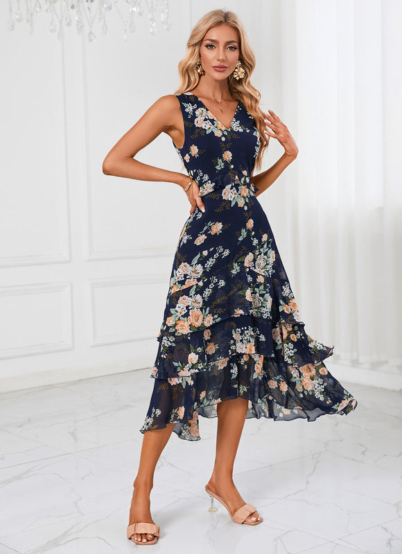 Robe De Cocktail Volants Superposés - gallery 2