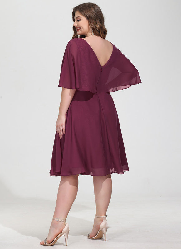Robe Cocktail Rouge Velours Éclat - gallery 9