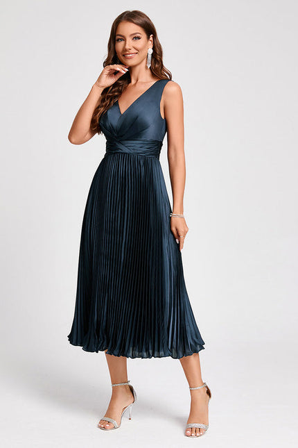 Robe Cocktail Satinée Ondulée - gallery 5