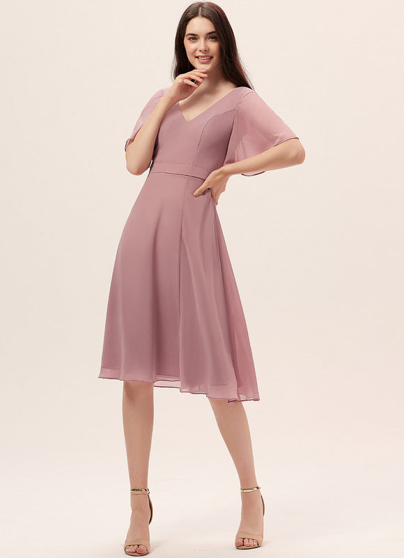 Robe Cocktail Mousseline Asymétrique - gallery 1