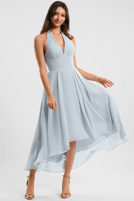 Robe Cocktail Fluide Vert Pâle - gallery 1