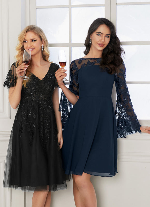 Robe Cocktail Noir Tulle Chic - gallery 6