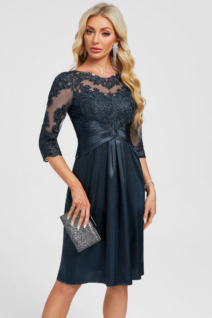 Robe Cocktail Satinée Marine - gallery 4