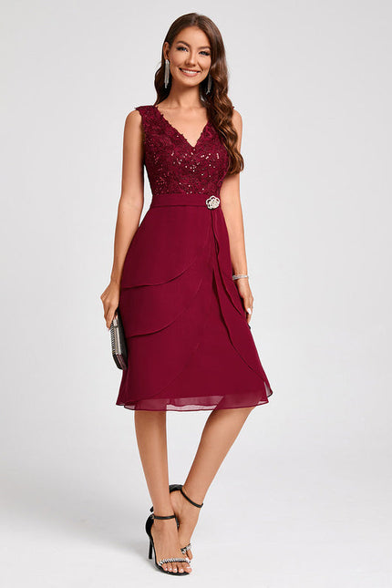 Robe Cocktail Volants Élégante - gallery 1