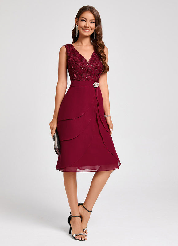 Robe Cocktail Volants Élégante - gallery 1