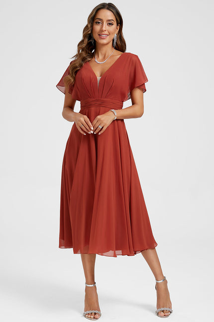 Robe Cocktail Mousseline Terracotta - gallery 1