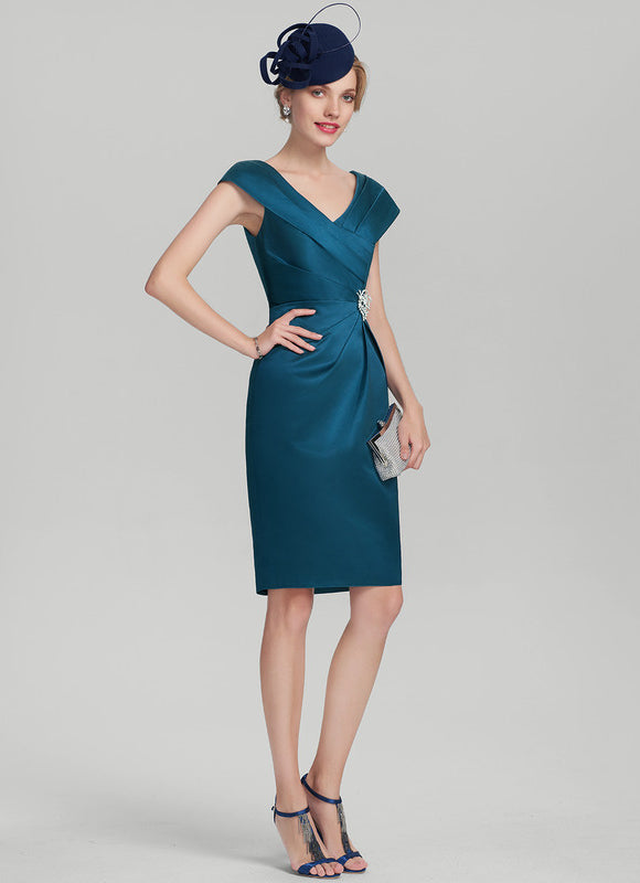 Robe Cocktail Satin Émeraude Chic - gallery 1
