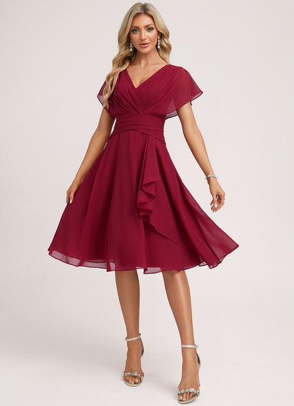 Robe Cocktail Mousseline Émeraude