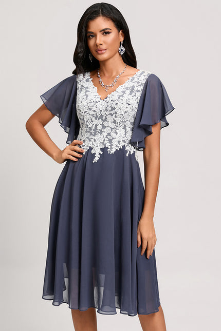 Robe Cocktail Aérienne Grise - gallery 1
