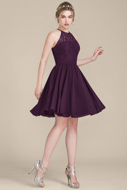 Robe Cocktail Bordeaux Dentelle - gallery 1