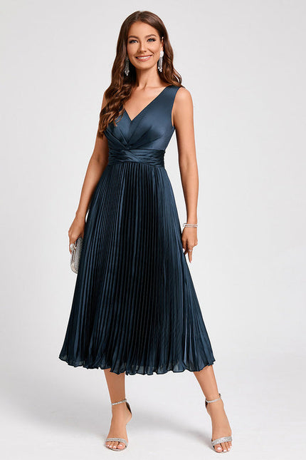 Robe Cocktail Satinée Ondulée - gallery 1